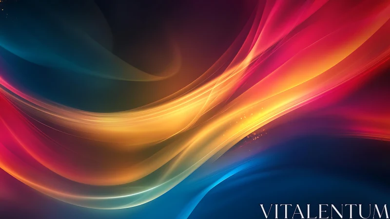 Curved multicolor light bands traverse a dark gradient field