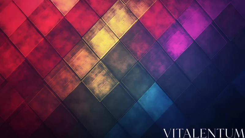 Color gradient tiles forming diagonal abstract grid pattern.
