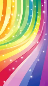 Curved multicolor spectral bands with luminous starfield highlights