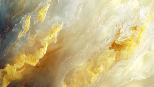 Golden cloud currents swirling through soft ivory light.