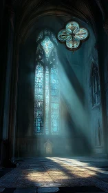 Sanctuary of blue stained light and quiet vaulted echoes.