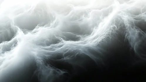 Dreamy white clouds drifting over a deep shadowed sky.