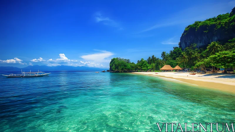 Tropical Paradise Beach: Clear Waters and Golden Shores.
