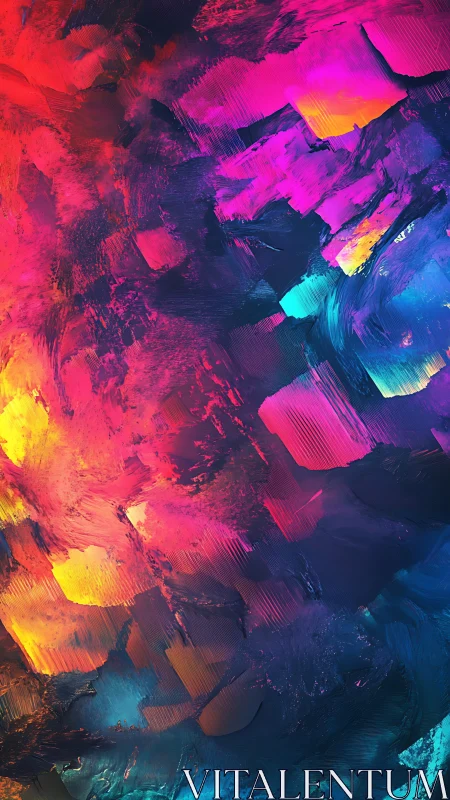 Prismatic brushstrokes swirl through vivid neon color fields.