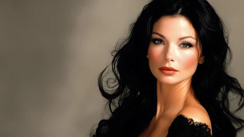 Digital portrait shows dark haired woman under soft light