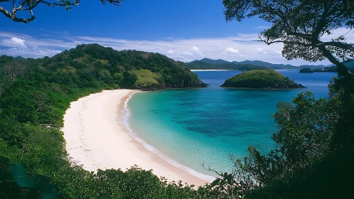 Tropical Island Cove with Beach and Turquoise Water