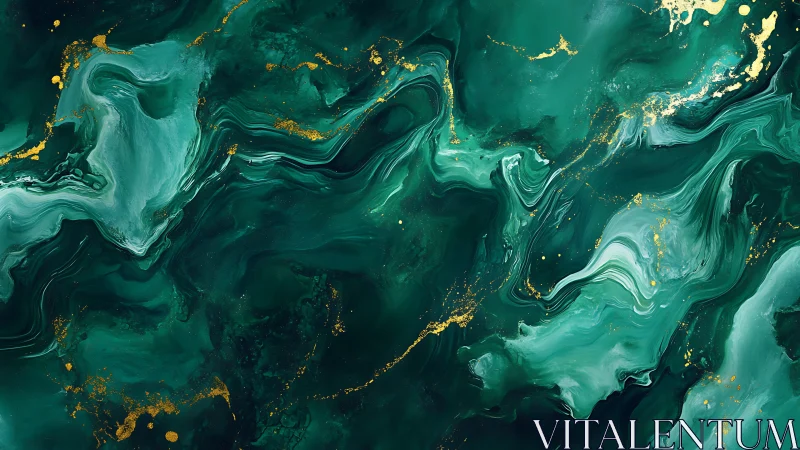 Emerald tides and liquid gold flickers in cosmic drift.