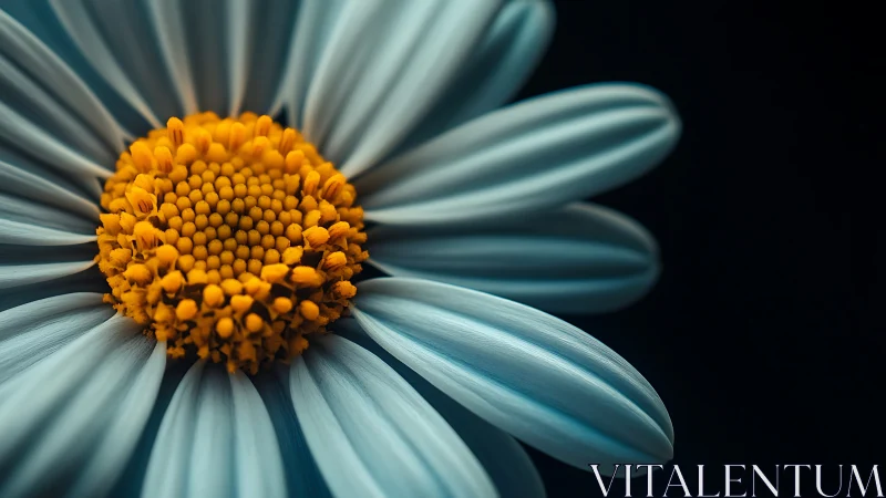 Daisy Composite Flower with Teal Petals and Golden Yellow Central Disk