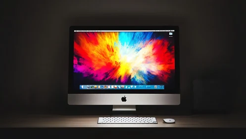 Colorburst desktop dreamscape on sleek modern monitor.