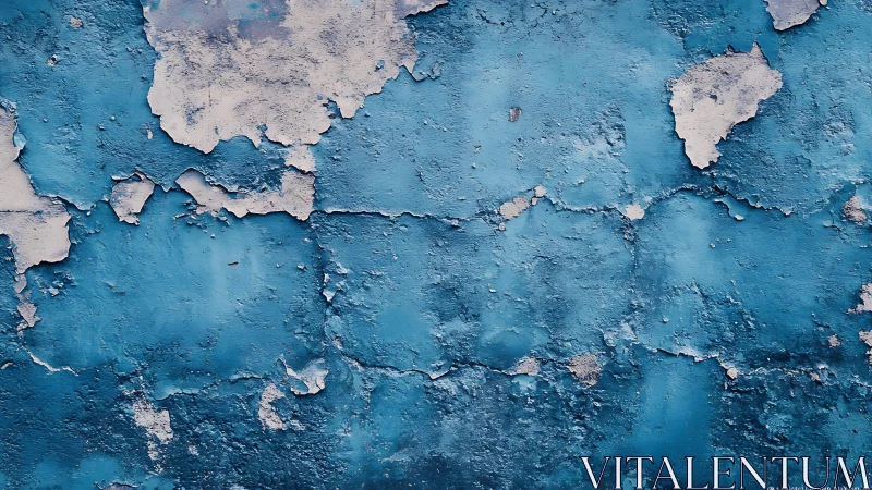 Weathered blue painted wall with peeling texture, grunge style.