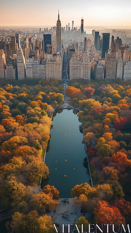 Central Park’s autumn mirror carves a river through towers