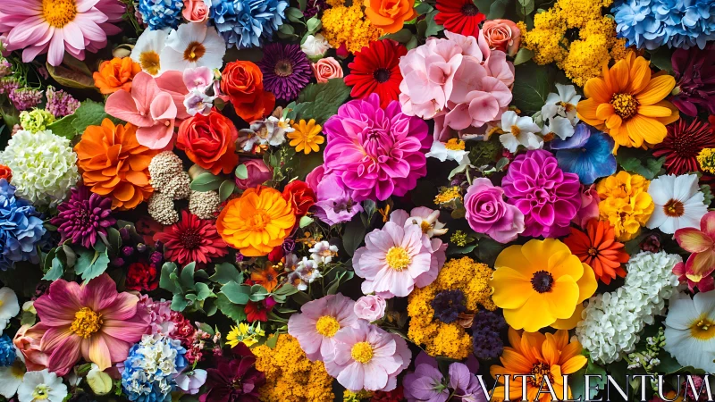 Vibrant Mixed Flower Arrangement Display.
