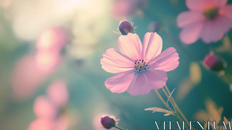 Cosmos Blooms Dancing Against Twilight's Velvet Canvas