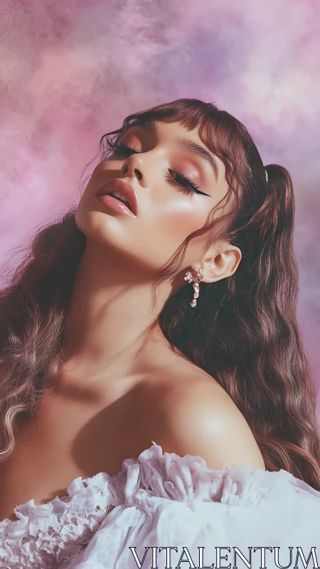 High-key beauty portrait with soft-focus bokeh and pastel haze