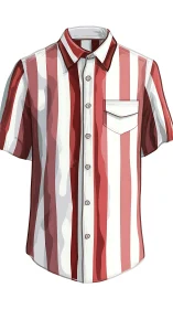 Striped Short Sleeve Shirt with Collar and Button Front