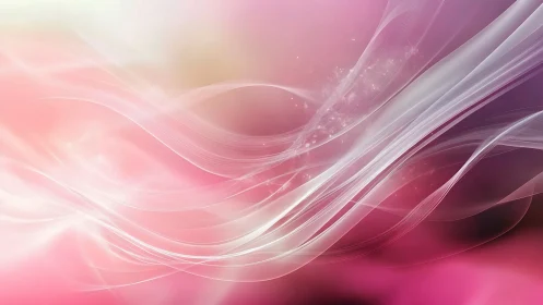 Abstract pink background with white translucent flowing curves.