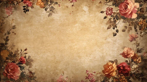Vintage floral border background with faded parchment center.