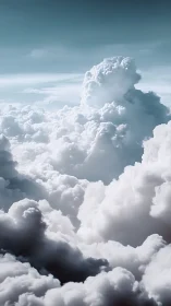Sunlit cumulus cloudscape above soft shadowed layers.