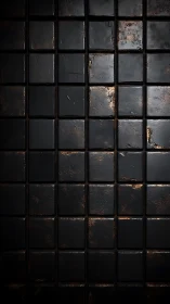 Weathered black tiles with subtle rusted metallic patina.