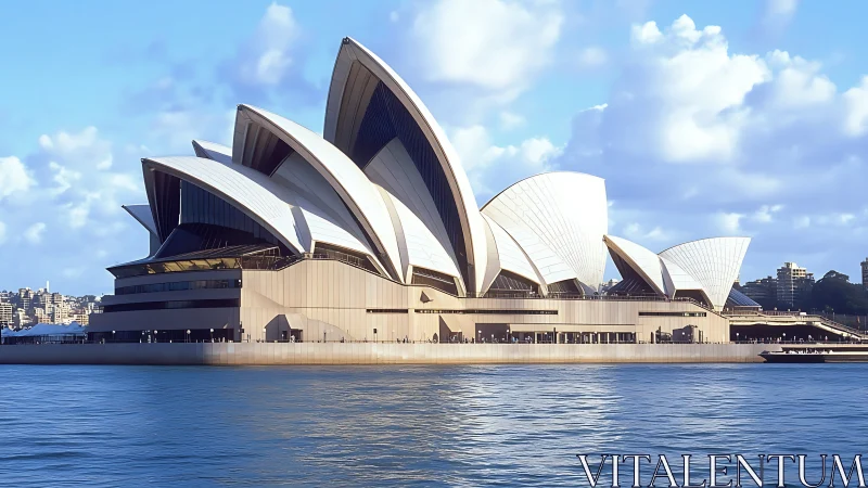Sydney Opera House sails glow above sparkling harbor waters.
