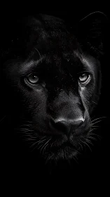 Luminous Gaze: Black Panther Portrait in Shadow.