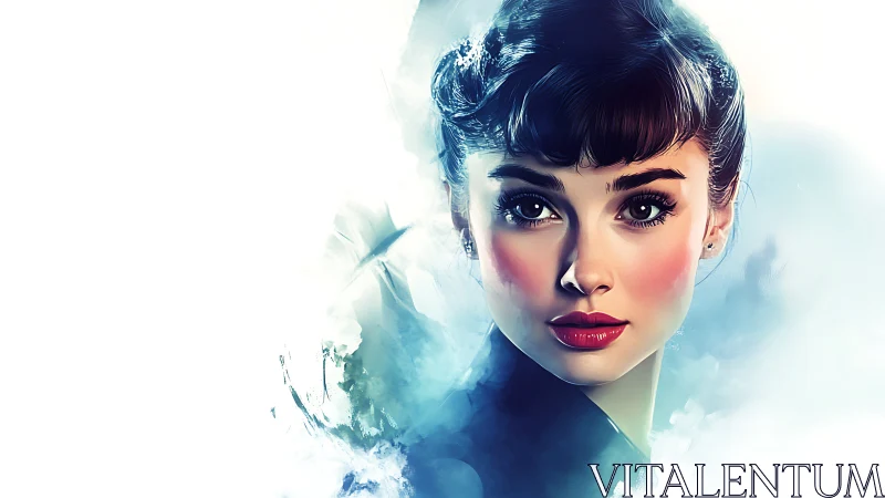 Digital painting portrait with ethereal negative space field.