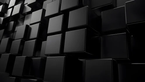 Midnight cubes drift in a glossy geometric shadowfield.