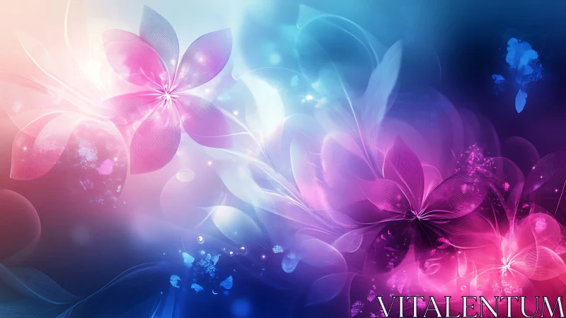 Luminescent Floral Gradient: Pink-to-Blue Digital Flower Rendering