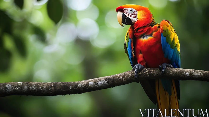 Vibrant Scarlet Macaw in Rainforest, Colorful Nature Photography.