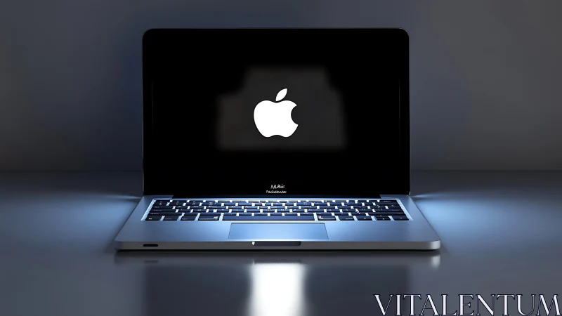 Cool midnight glow around a sleek open laptop screen.