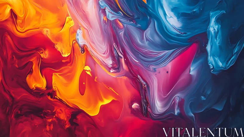 Chromatic fluid dynamics merge molten reds, ambers, and cyans