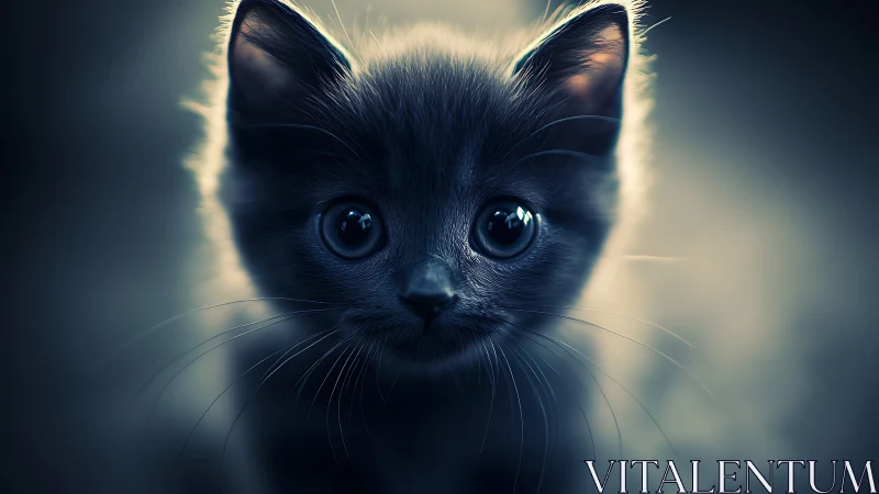 Luminous Midnight Kitten Emerges From Ethereal Mist.