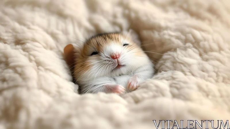 Small rodent is positioned centrally within soft textured fabric