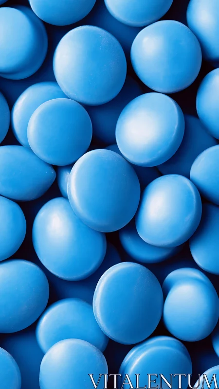 Blue Spheres: Dense Layered Composition with Reflective Surface.