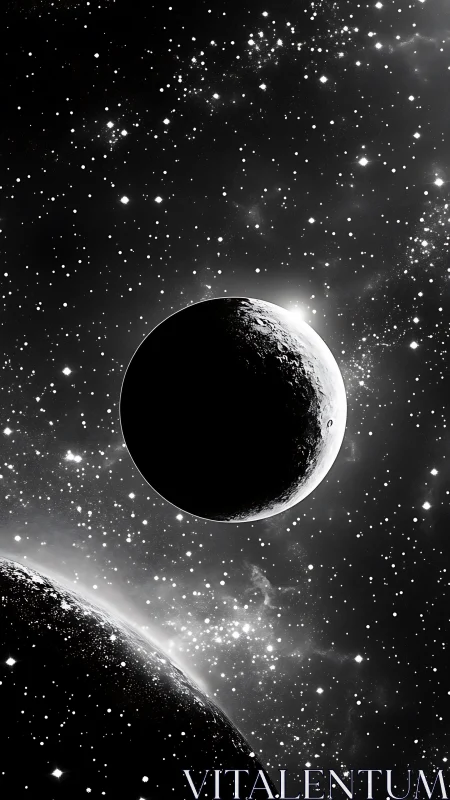 High-contrast dual celestial bodies in dense starfield space