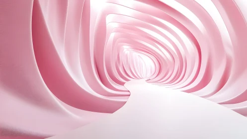 Abstract Pink Tunnel with Curved Futuristic Walls, Digital Art.