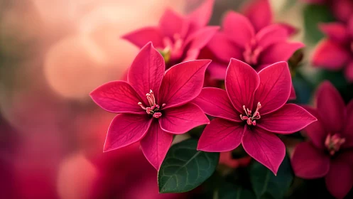 Vivid Crimson Star-Patterned Flowers with Detailed Stamen Structure.