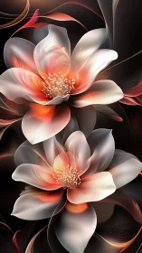 Abstract digital floral composition with layered translucent petals.