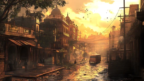 Sunlit alley of rusted wires and rain-soaked memories.