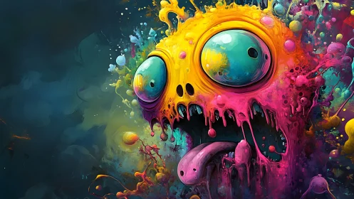 Color-splashed monster bursts with playful, chaotic energy