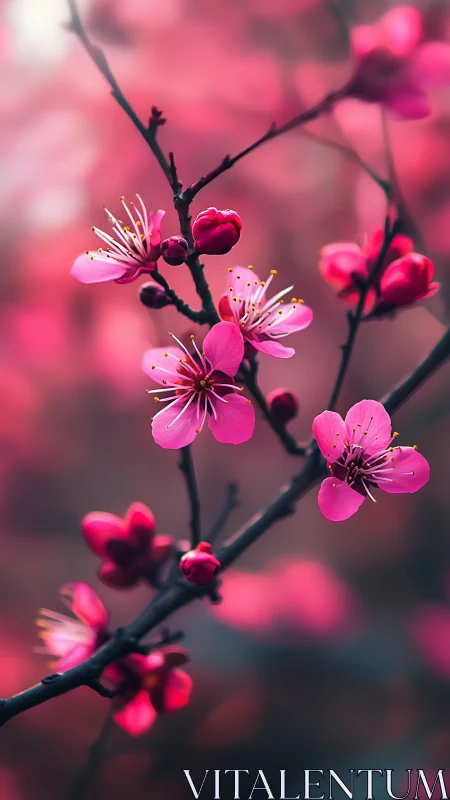 Pink Cherry Blossoms Dance in the Breeze.
