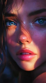 Hyperreal close-up portrait studies chromatic skin lighting