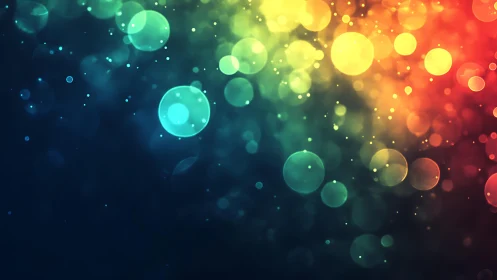 Vibrant Bokeh Light Abstract in Rainbow Colors, Digital Art Style.