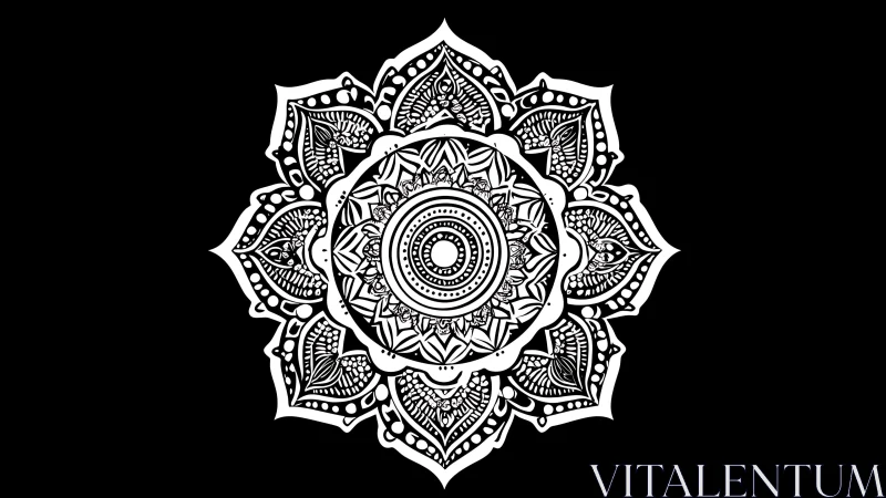 Intricate mandala blossom radiates calm with detailed symmetry