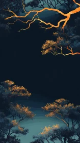 Golden Branches Pierce the Twilight Canopy