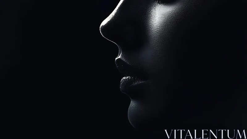 Profile portrait in deep low key with sculpted highlights.