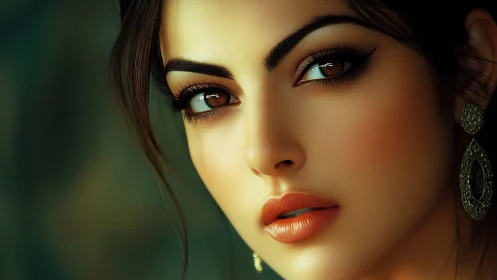 Close cropped portrait of woman with stylized lighting.