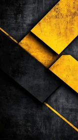 Industrial yellow diagonals on distressed black texture.