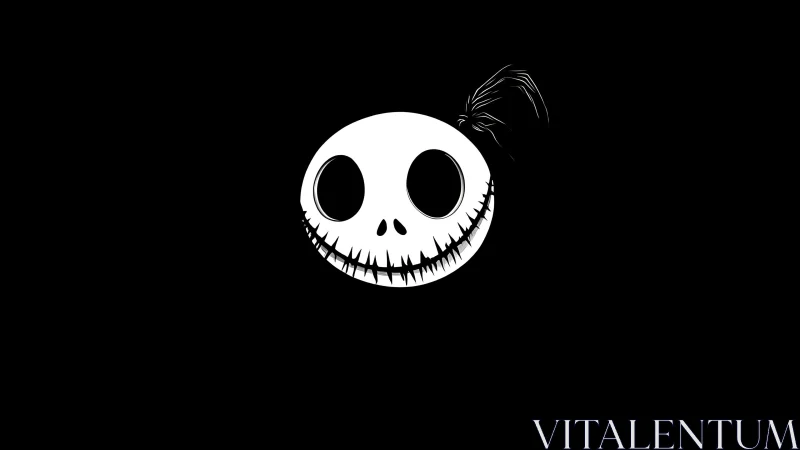 Minimalist skull emblem in stark monochrome vector style.