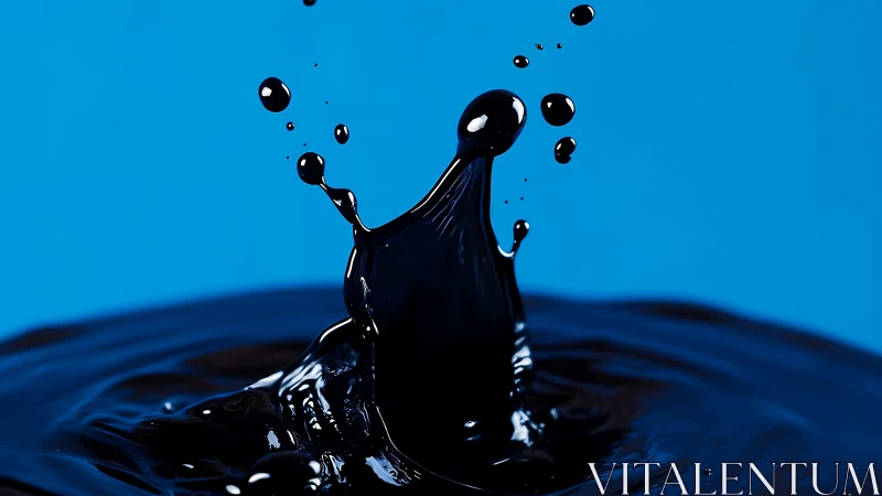 High-speed macro captures vertical black liquid splash form
